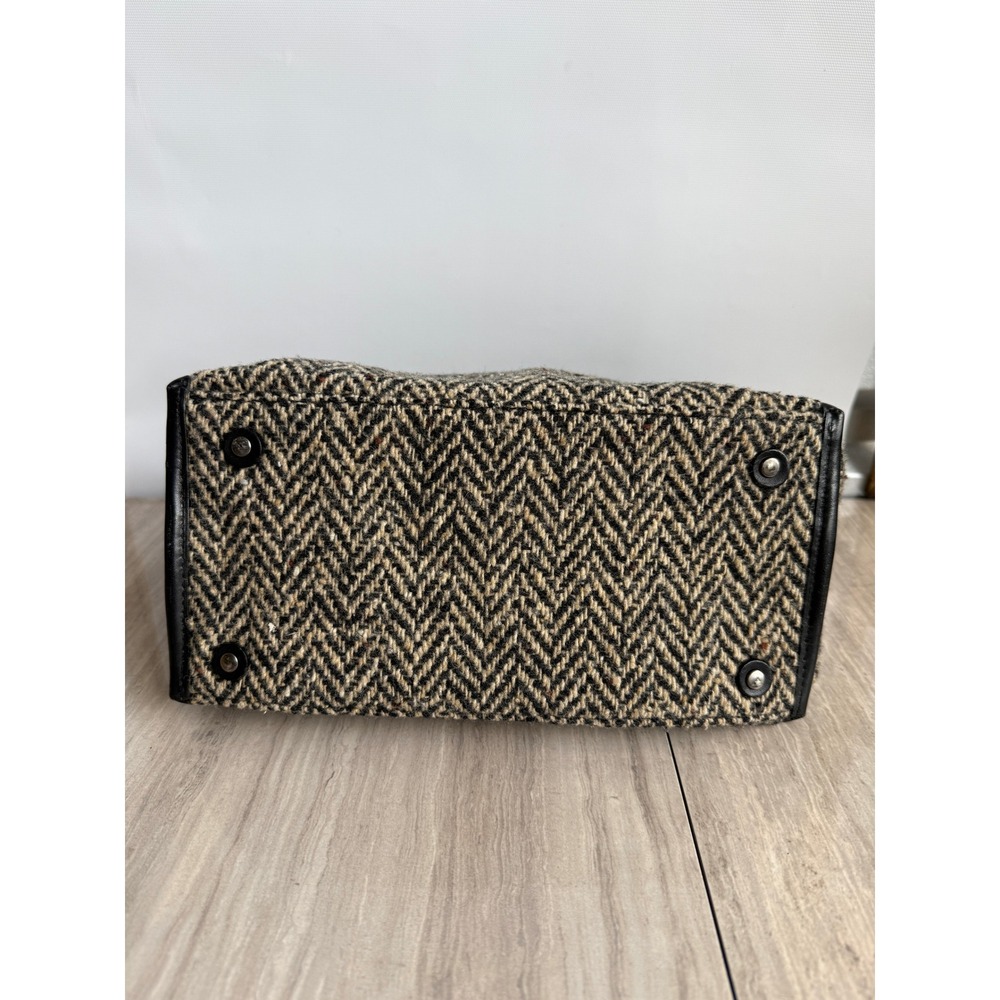 Banana Republic Wool Herringbone Hobo Bag Leather Tweed Shoulder Purse Academia - Picture 5 of 12